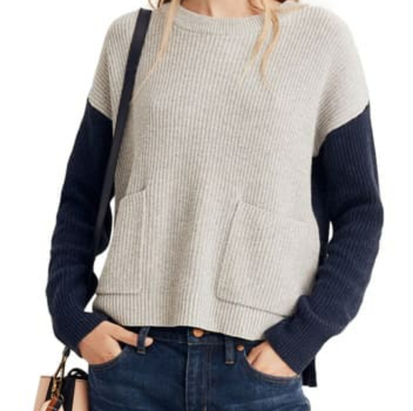 Madewell Sweaters - Madewell Boxy Navy Harper Rib Knit Women's Sweater
